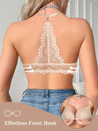 Women's Front Closure Lace Underwire Bra | U-Back Lift & Shape Comfortable Everyday Bra