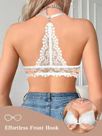 Women's Front Closure Lace Underwire Bra | U-Back Lift & Shape Comfortable Everyday Bra