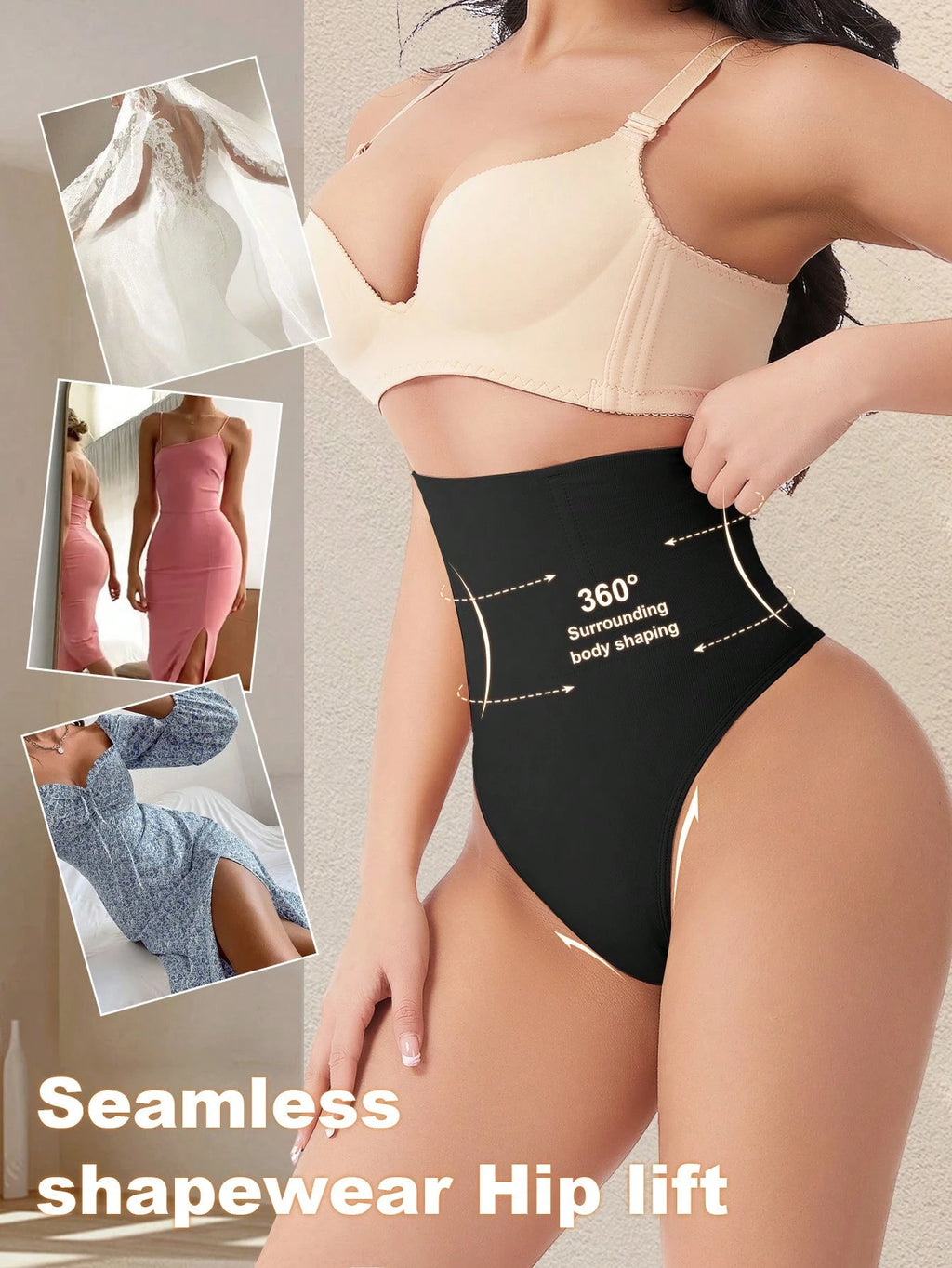 High Waist Seamless Thong Panty | Tummy Control Shapewear | Waist Slimming Shaping Briefs