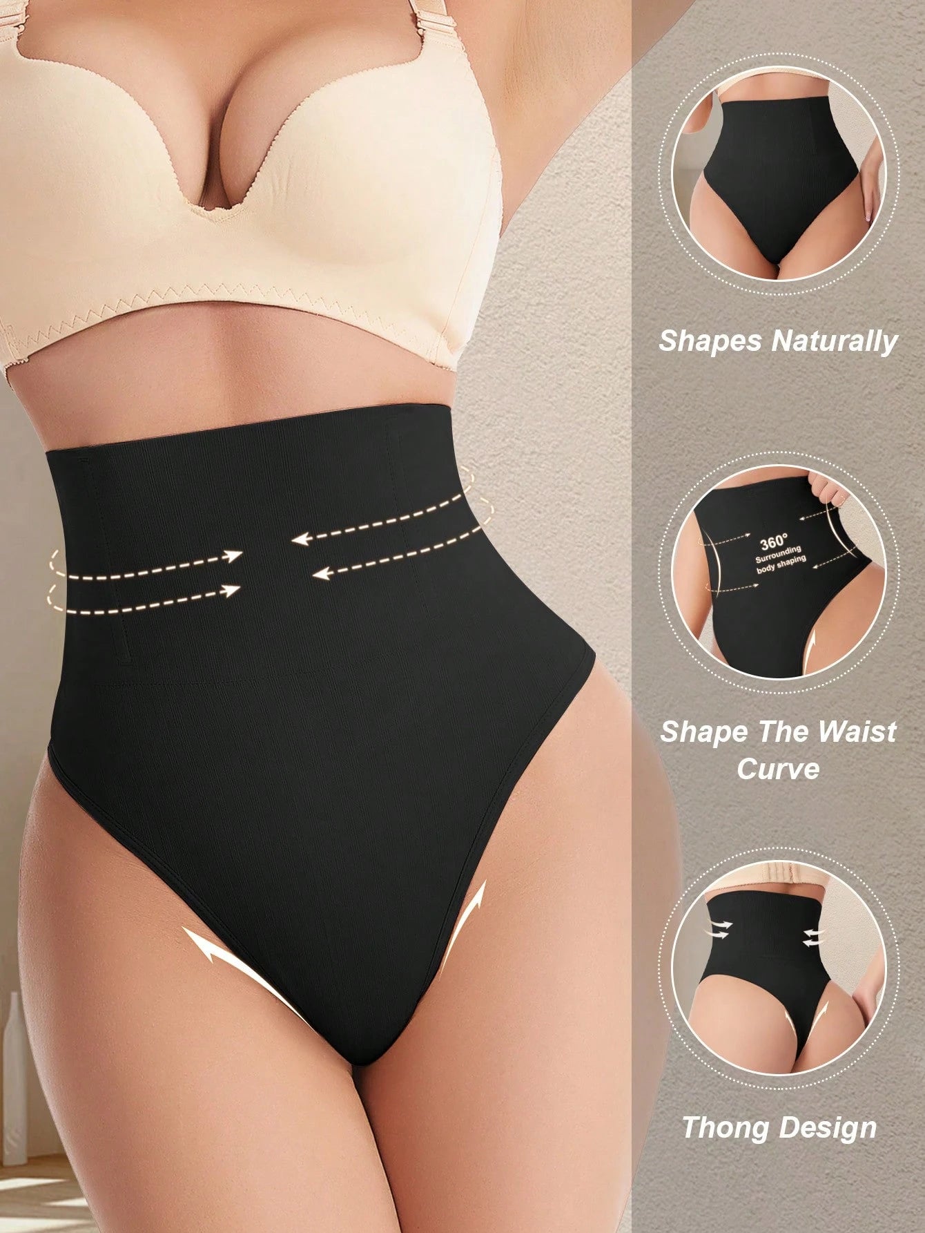High Waist Seamless Thong Panty | Tummy Control Shapewear | Waist Slimming Shaping Briefs