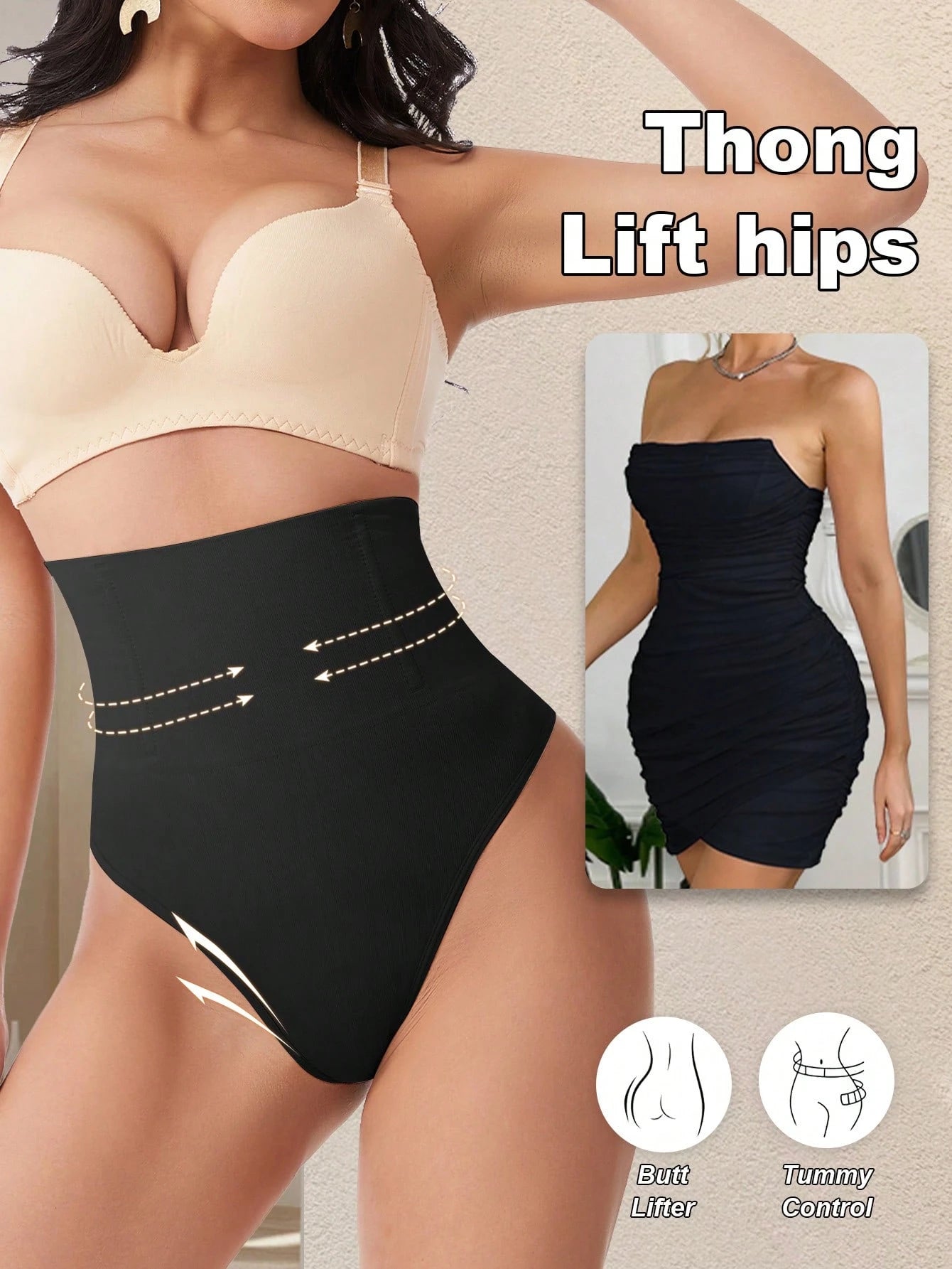 High Waist Seamless Thong Panty | Tummy Control Shapewear | Waist Slimming Shaping Briefs