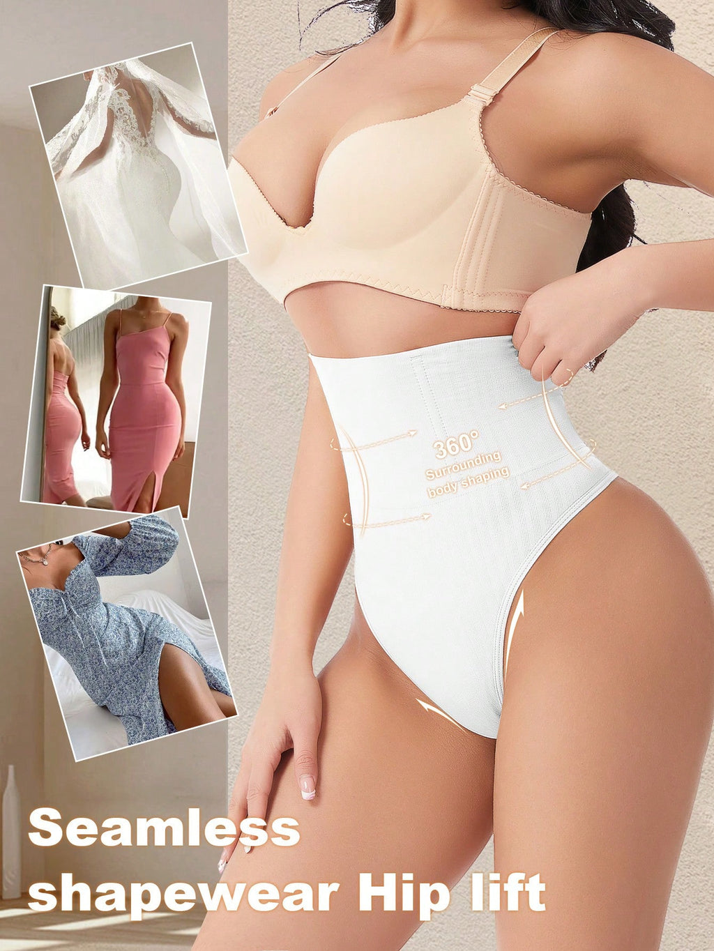 High Waist Seamless Thong Panty | Tummy Control Shapewear | Waist Slimming Shaping Briefs