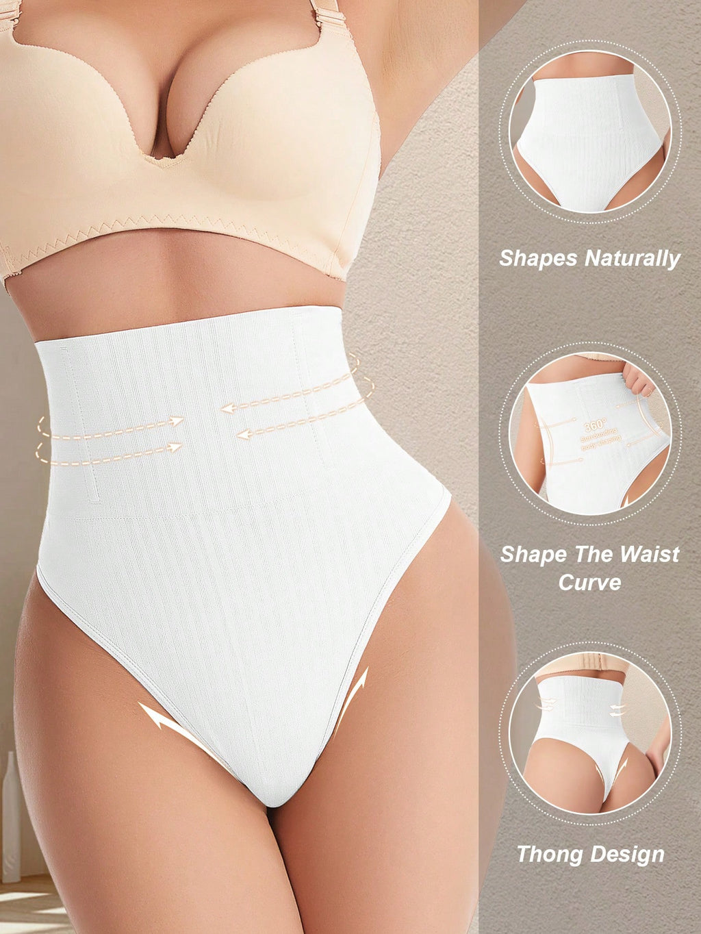 High Waist Seamless Thong Panty | Tummy Control Shapewear | Waist Slimming Shaping Briefs
