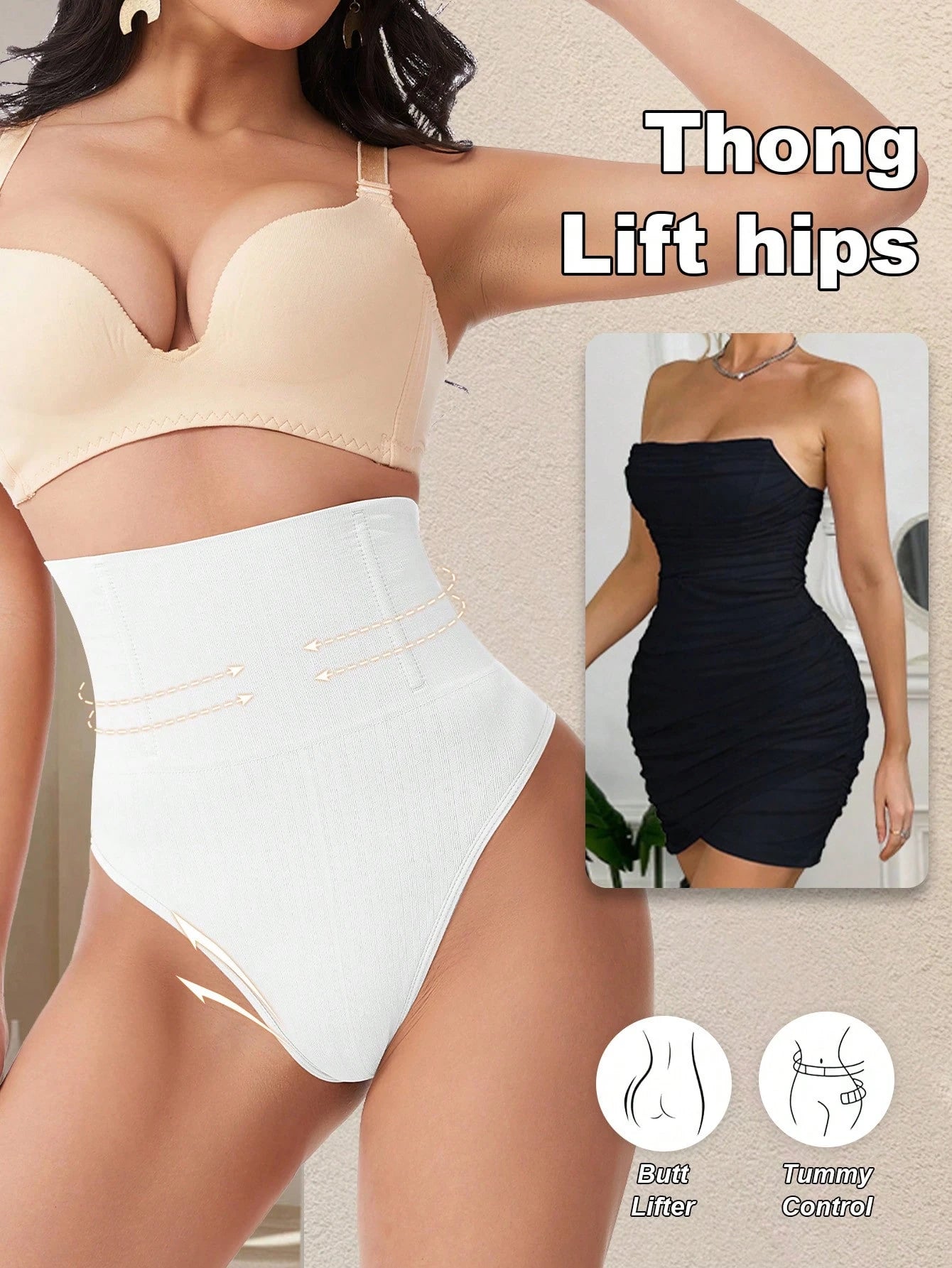 High Waist Seamless Thong Panty | Tummy Control Shapewear | Waist Slimming Shaping Briefs