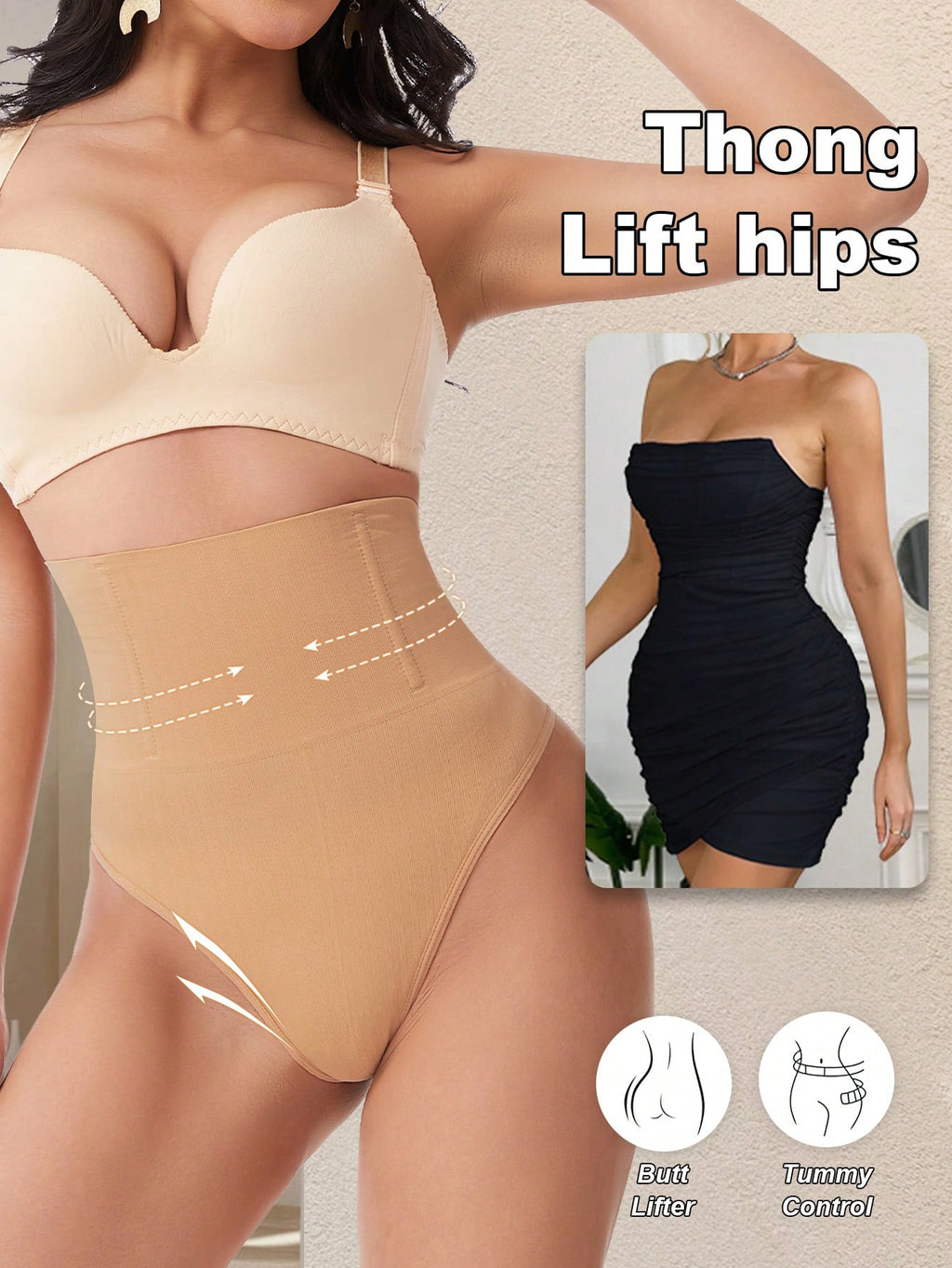 High Waist Seamless Thong Panty | Tummy Control Shapewear | Waist Slimming Shaping Briefs