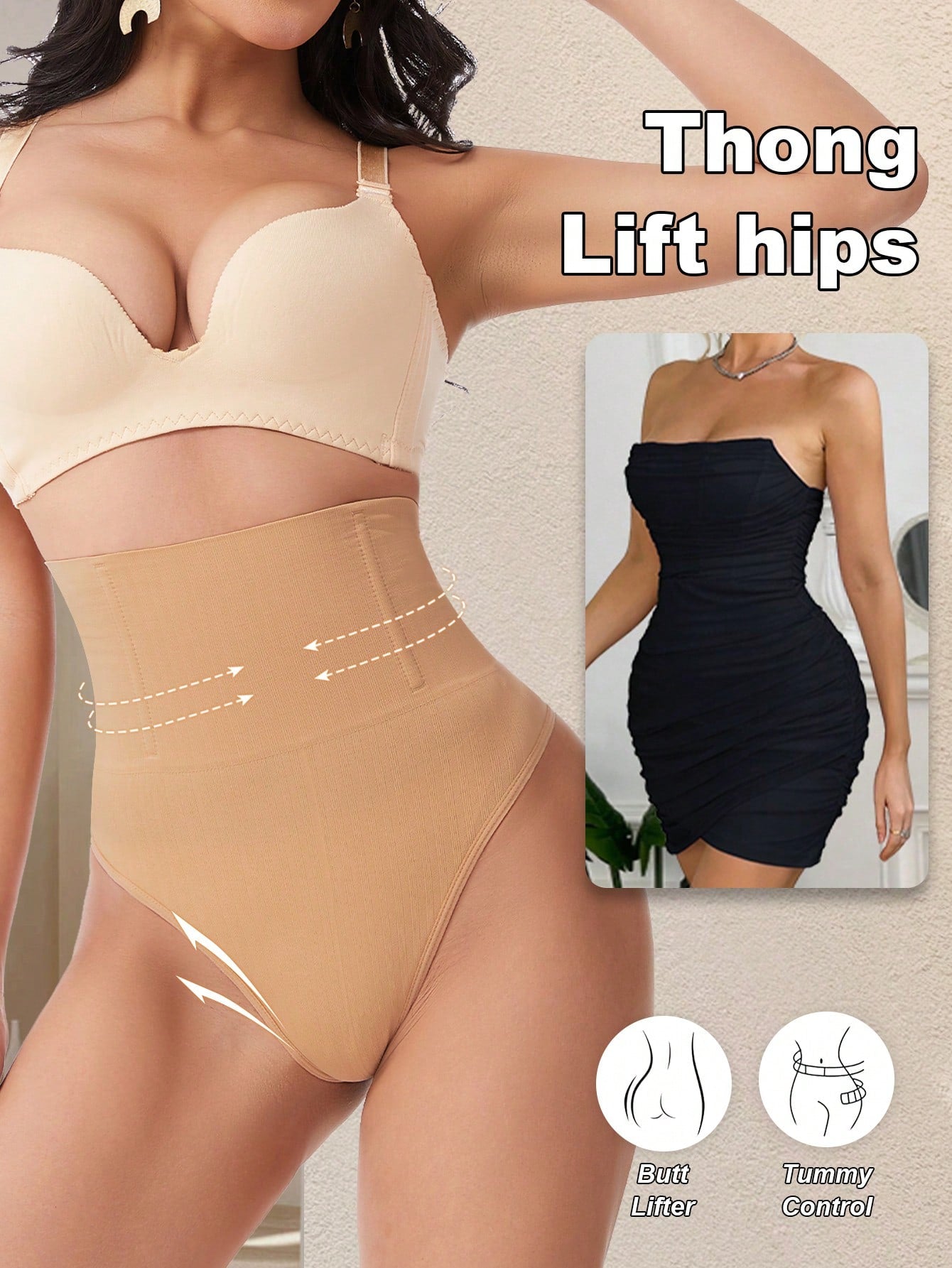 High Waist Seamless Thong Panty | Tummy Control Shapewear | Waist Slimming Shaping Briefs