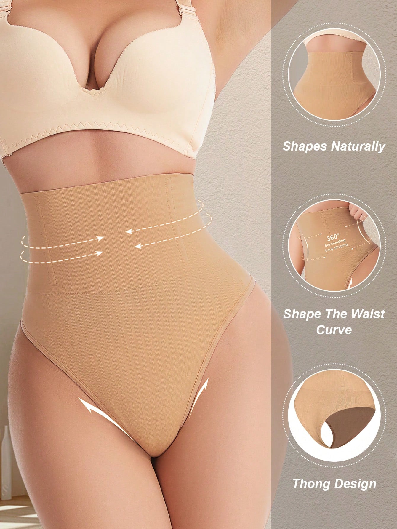 High Waist Seamless Thong Panty | Tummy Control Shapewear | Waist Slimming Shaping Briefs