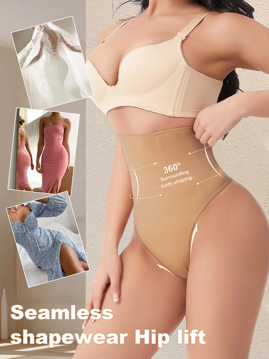 High Waist Seamless Thong Panty | Tummy Control Shapewear | Waist Slimming Shaping Briefs