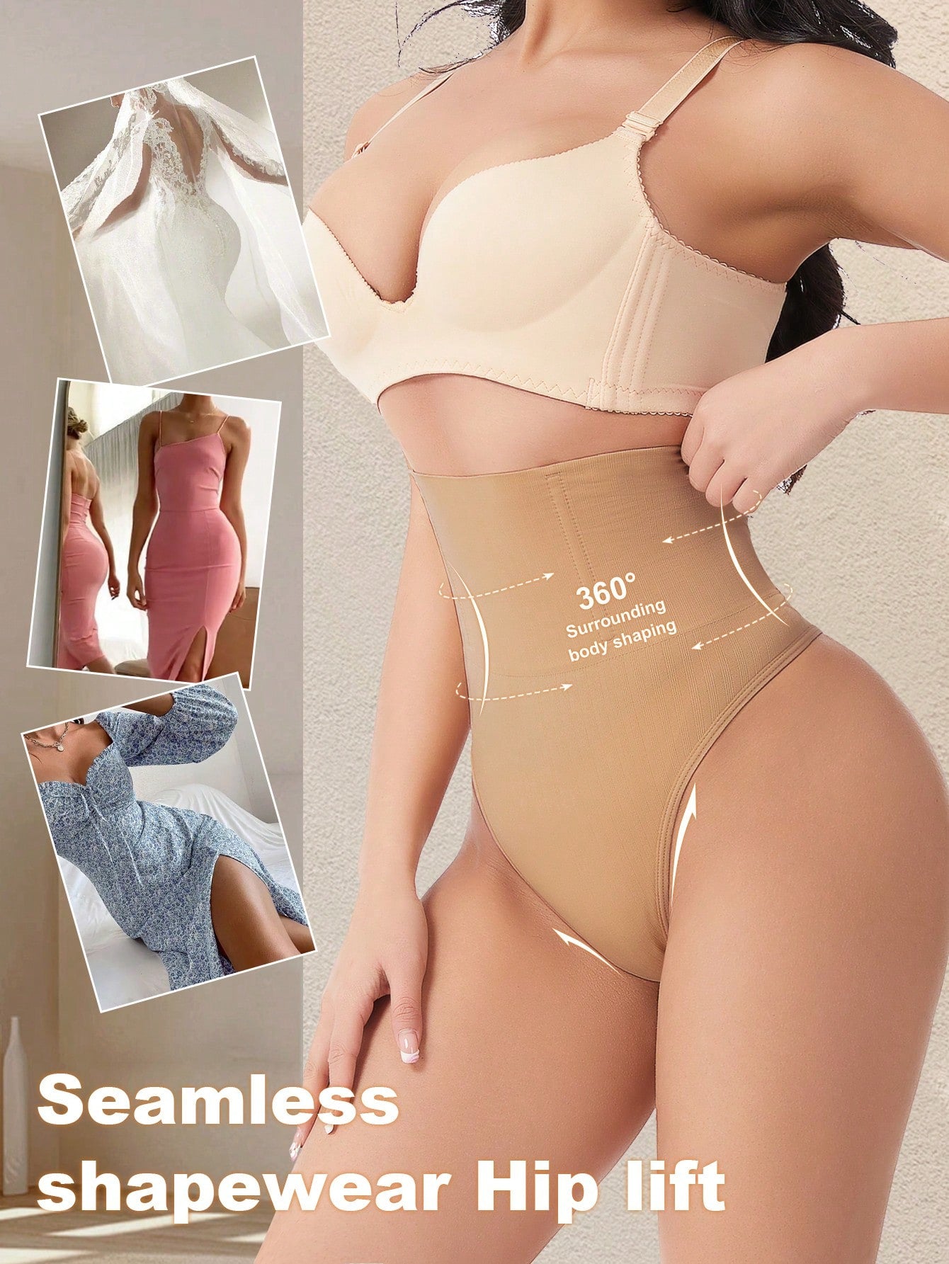 High Waist Seamless Thong Panty | Tummy Control Shapewear | Waist Slimming Shaping Briefs