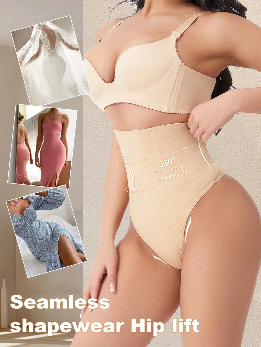 High Waist Seamless Thong Panty | Tummy Control Shapewear | Waist Slimming Shaping Briefs