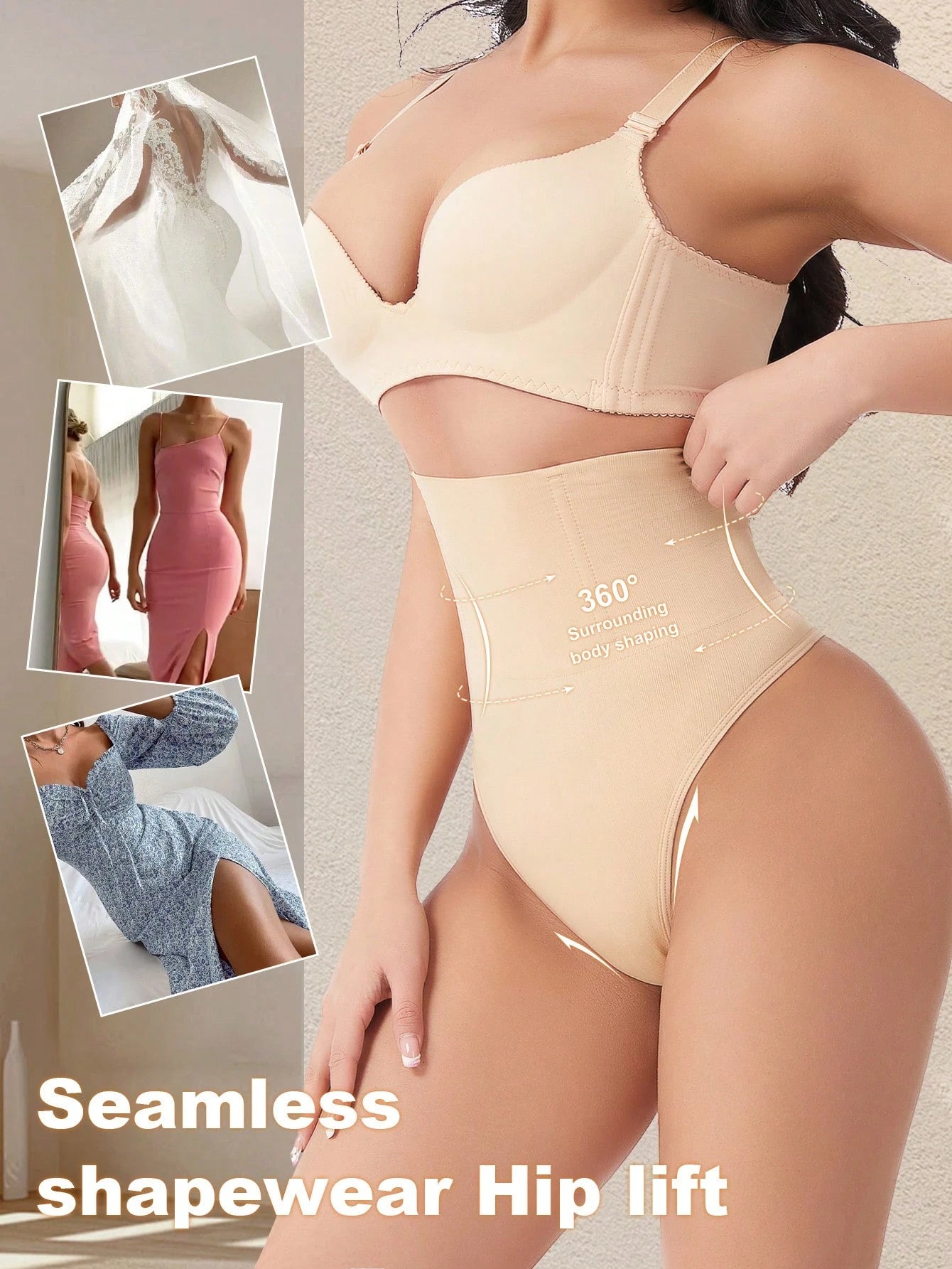 High Waist Seamless Thong Panty | Tummy Control Shapewear | Waist Slimming Shaping Briefs