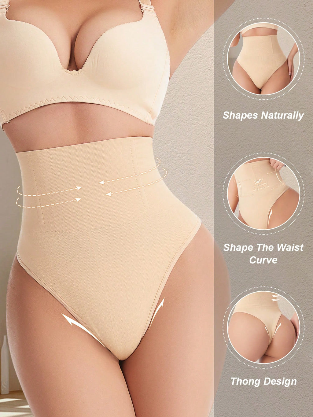 High Waist Seamless Thong Panty | Tummy Control Shapewear | Waist Slimming Shaping Briefs