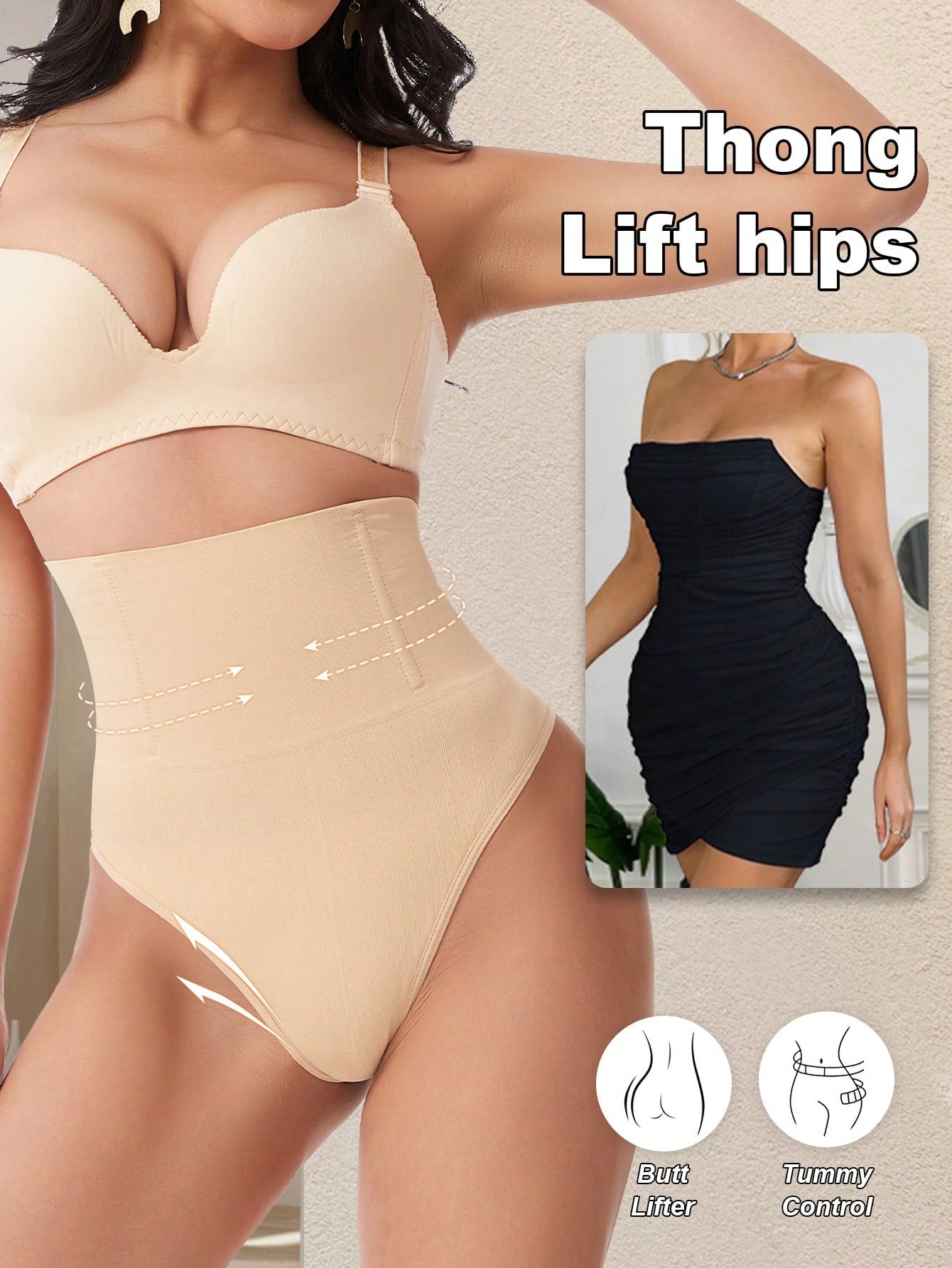 High Waist Seamless Thong Panty | Tummy Control Shapewear | Waist Slimming Shaping Briefs