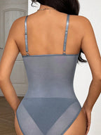 Women’s Romantic Lace Trim Backless Bodysuit, Slim Fit Sexy Style
