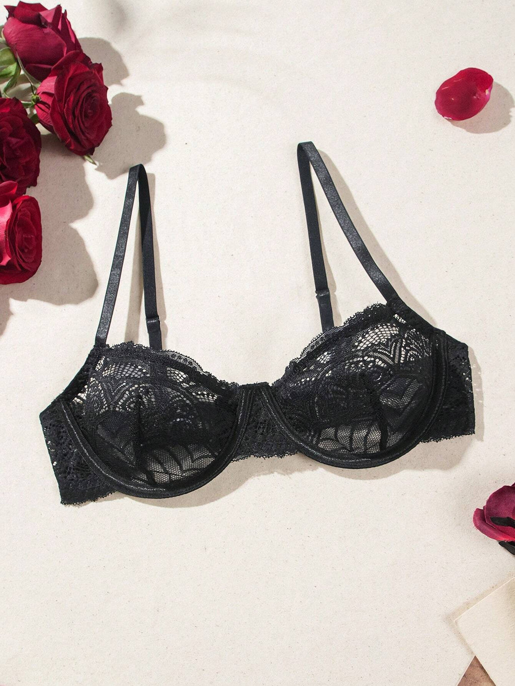 Women’s Lace Underwire Bra – Sexy Sheer Lingerie Support Bra
