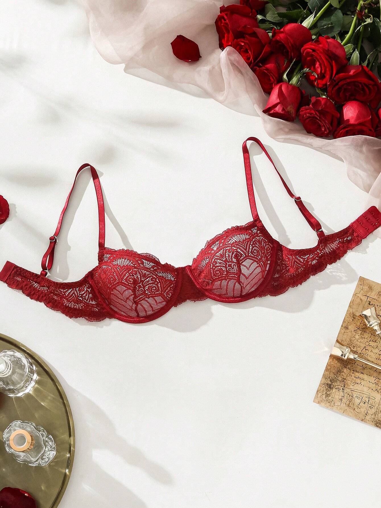 Women’s Lace Underwire Bra – Sexy Sheer Lingerie Support Bra