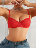 Women’s Lace Underwire Bra – Sexy Sheer Lingerie Support Bra
