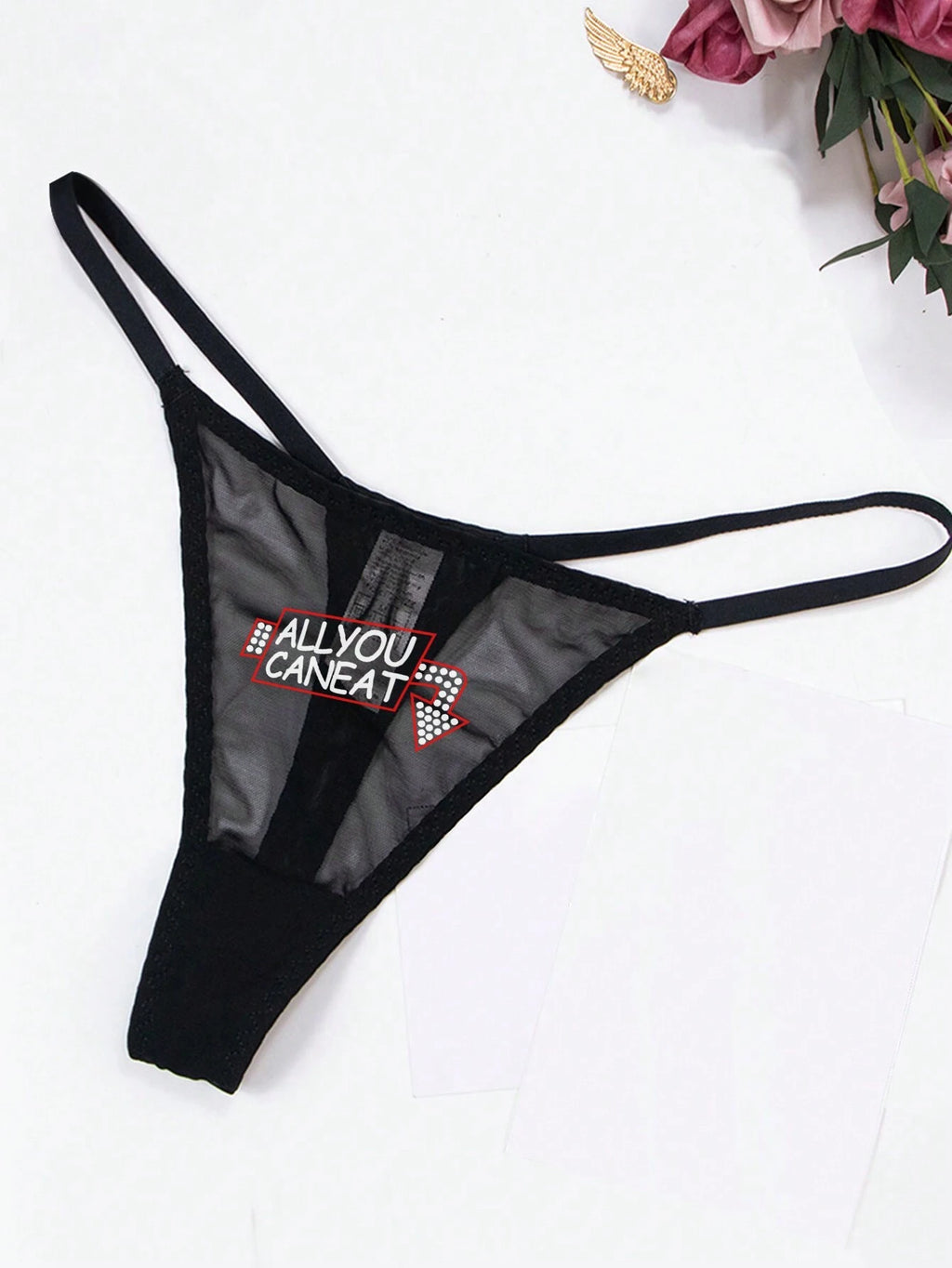 Lace Cartoon Print Thong Panties | Breathable Soft Fit | Lightweight Everyday Going-Out Underwear