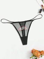 Lace Cartoon Print Thong Panties | Breathable Soft Fit | Lightweight Everyday Going-Out Underwear