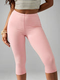 High-Waist Compression Capri Leggings – Premium Stretch Knit Workout Pants