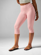 High-Waist Compression Capri Leggings – Premium Stretch Knit Workout Pants
