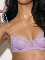 Women’s Sequin Lace Bralette | Sexy Elegant Sheer Night Out Bra