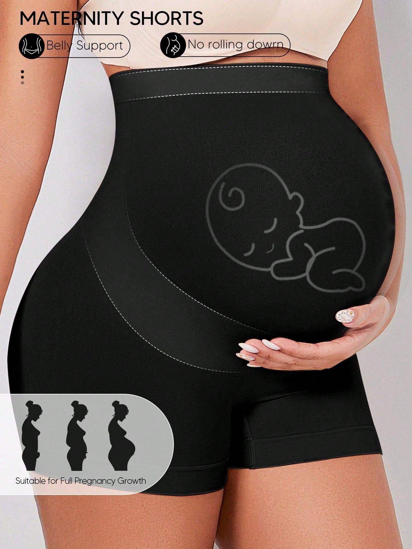 Expandable Maternity Support Shorts | High-Waist Pregnancy Workout Cycle Short