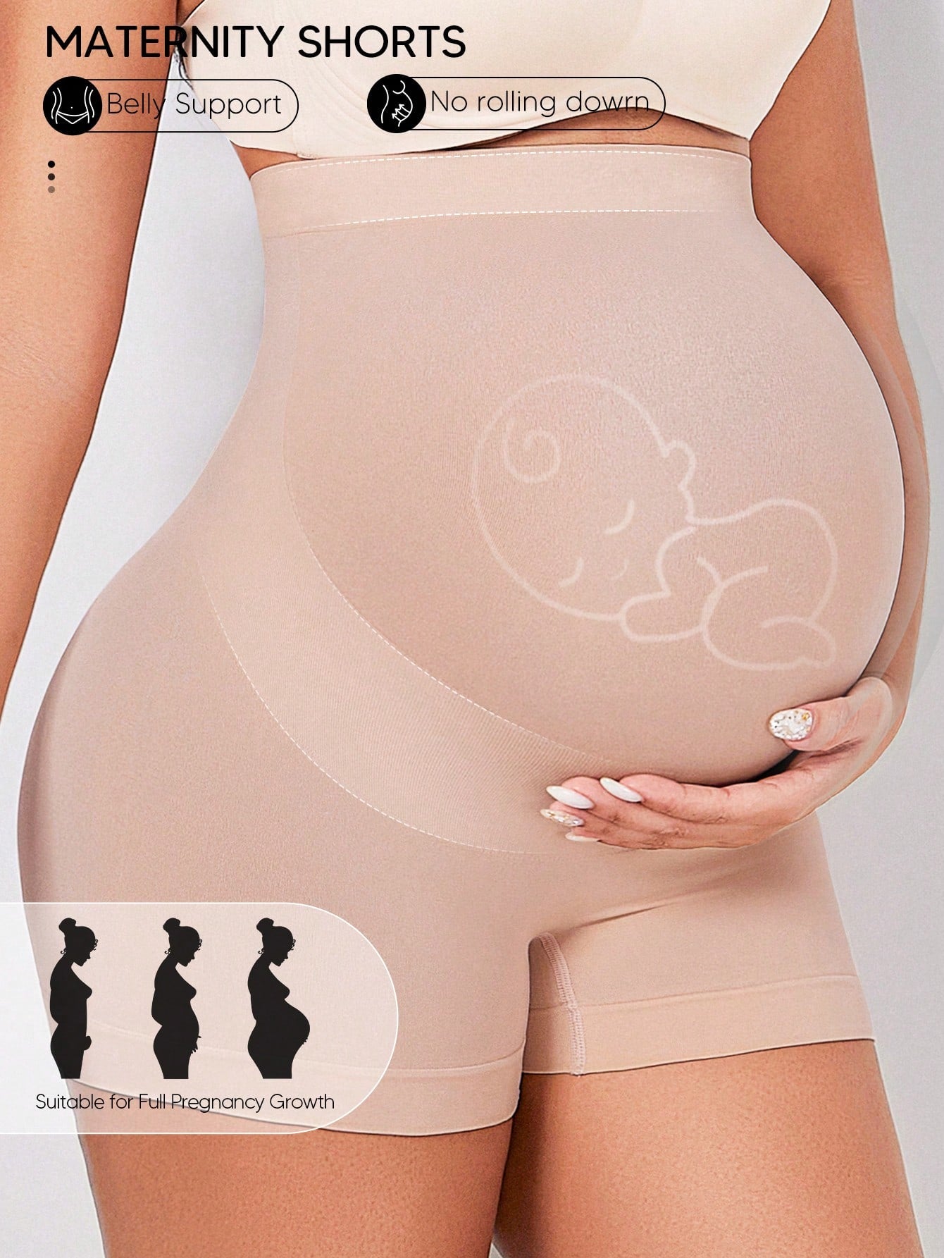 Expandable Maternity Support Shorts | High-Waist Pregnancy Workout Cycle Short