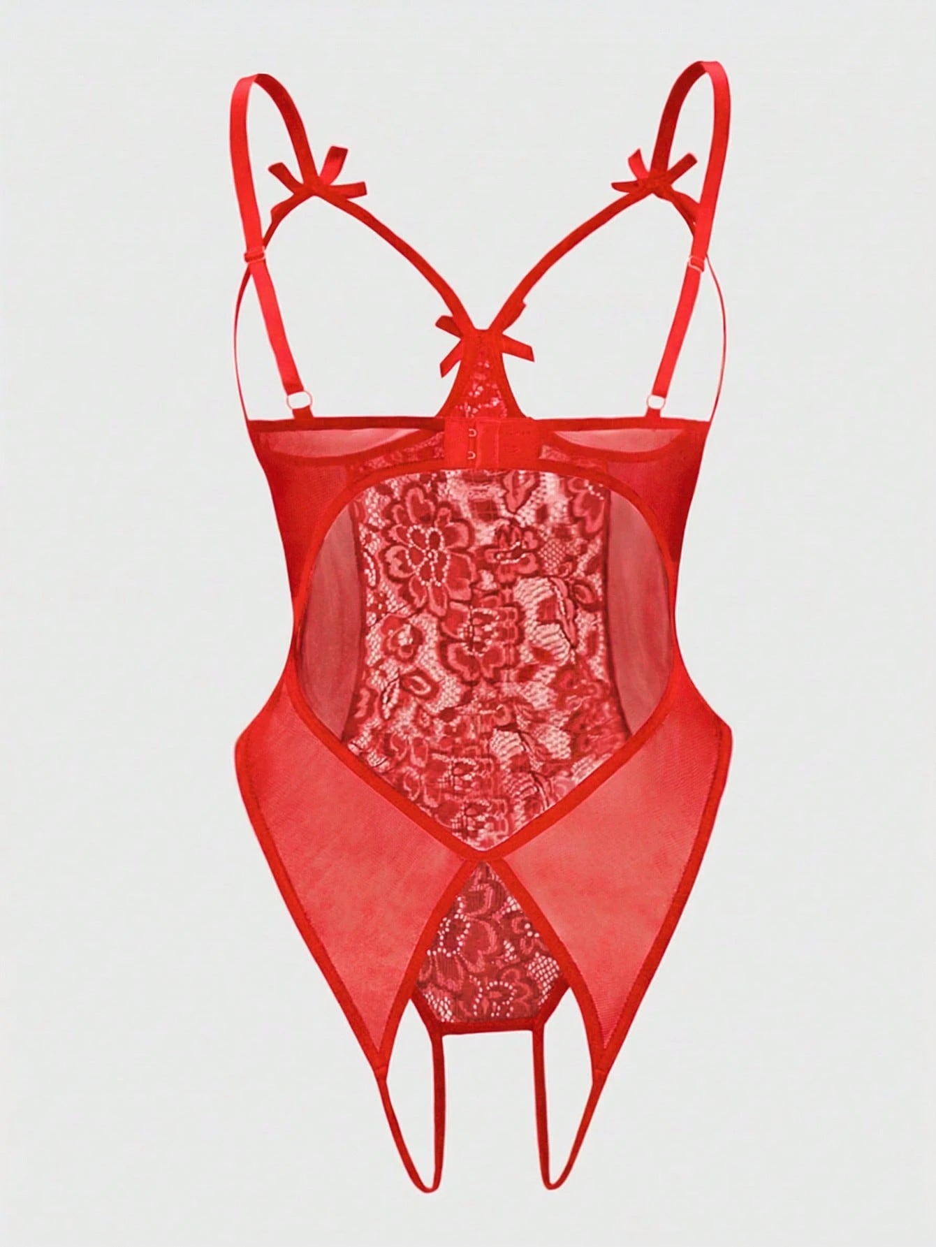 Women’s Solid Color Lace Bodysuit, Cutout Design with Adjustable Straps