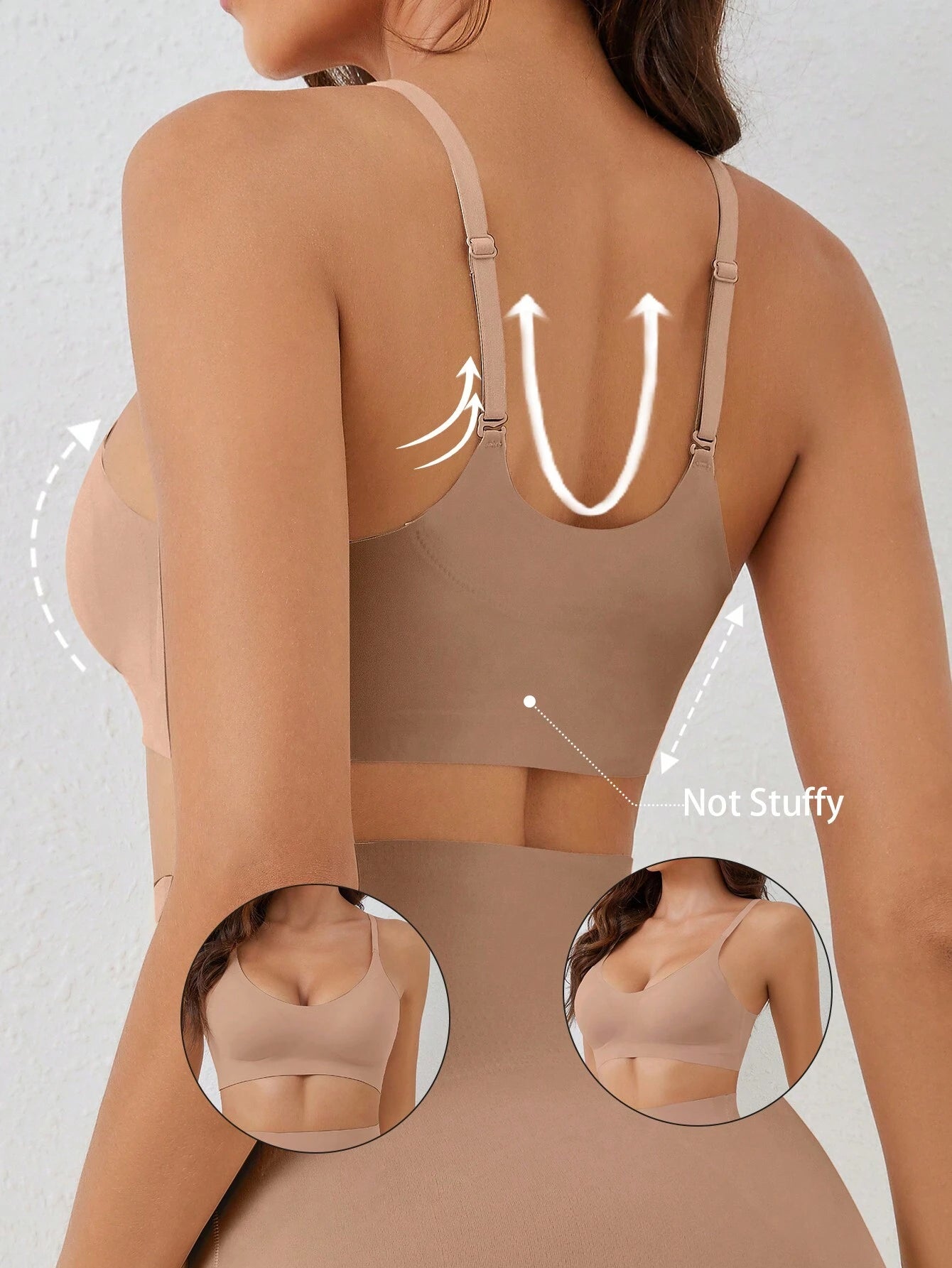Seamless Push-Up Backless Bralette | Minimalist Crop Bra | Comfortable Everyday Wear