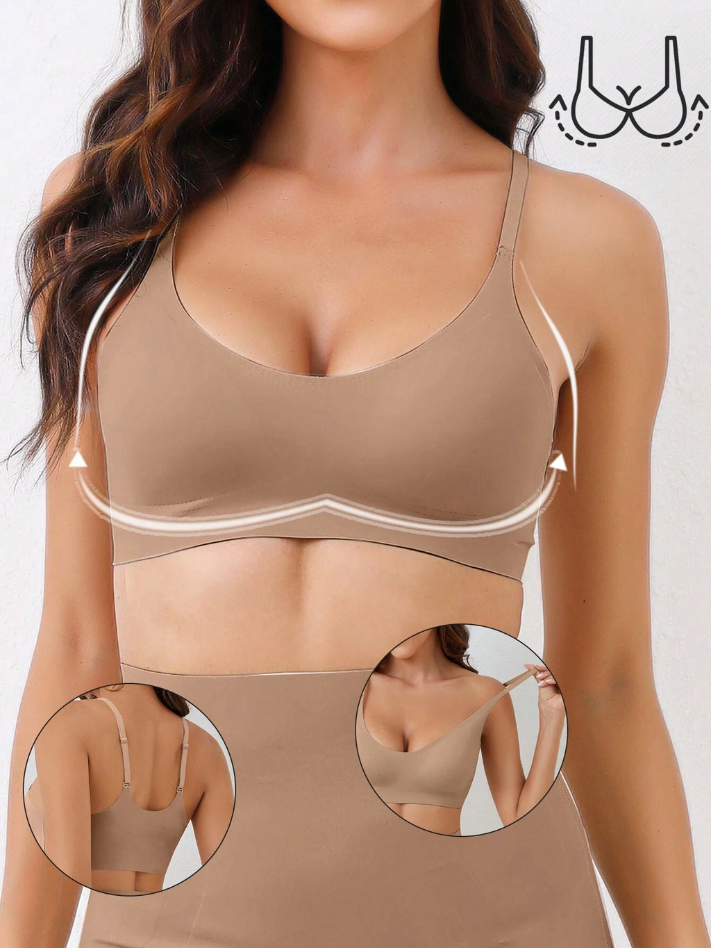 Seamless Push-Up Backless Bralette | Minimalist Crop Bra | Comfortable Everyday Wear