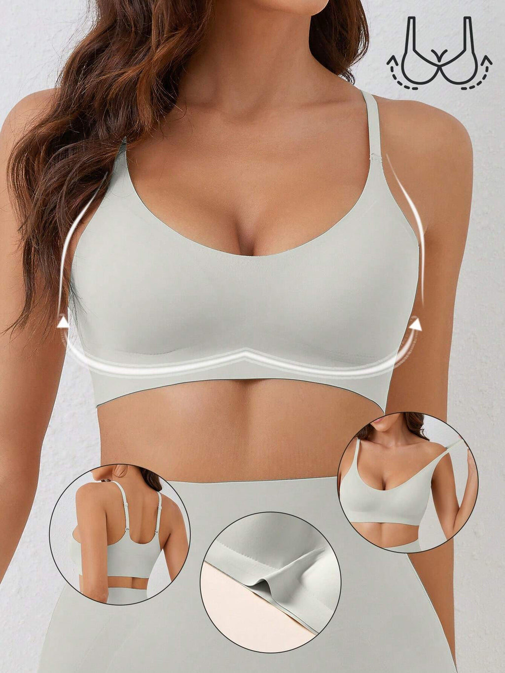 Seamless Push-Up Backless Bralette | Minimalist Crop Bra | Comfortable Everyday Wear