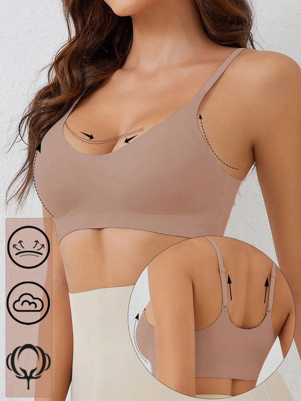 Seamless Push-Up Backless Bralette | Minimalist Crop Bra | Comfortable Everyday Wear