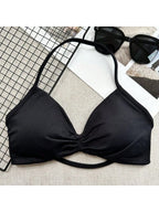 Backless Spaghetti Strap Sports Bra | Seamless Cropped Yoga Workout Camisole Top with Light Support