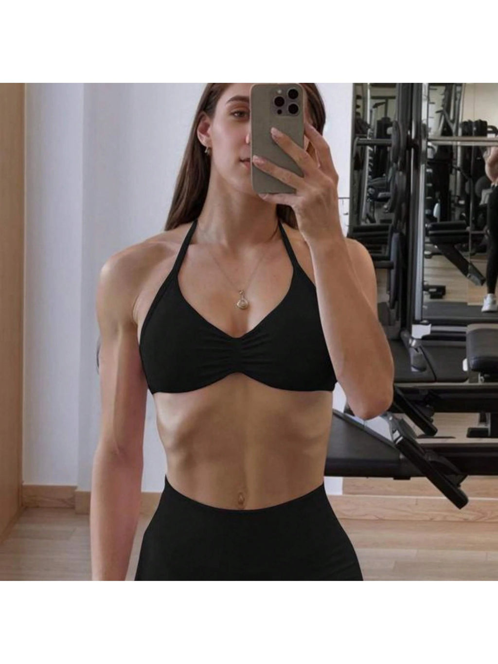 Backless Spaghetti Strap Sports Bra | Seamless Cropped Yoga Workout Camisole Top with Light Support