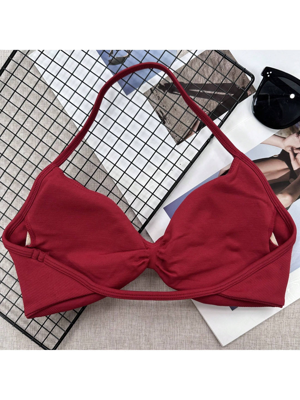 Backless Spaghetti Strap Sports Bra | Seamless Cropped Yoga Workout Camisole Top with Light Support