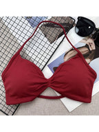 Backless Spaghetti Strap Sports Bra | Seamless Cropped Yoga Workout Camisole Top with Light Support