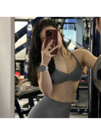 Backless Spaghetti Strap Sports Bra | Seamless Cropped Yoga Workout Camisole Top with Light Support
