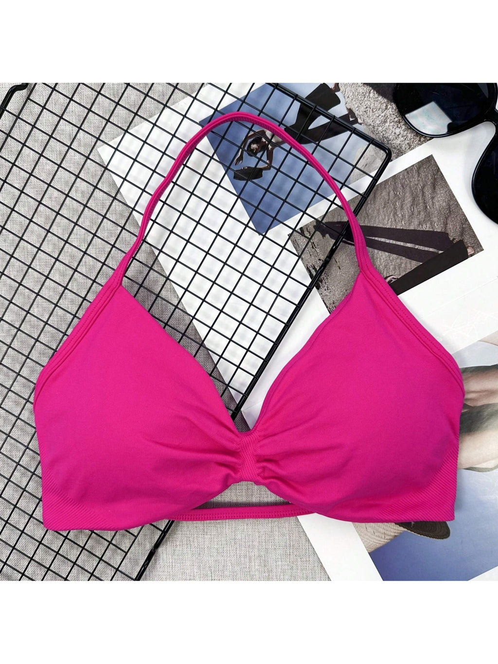 Backless Spaghetti Strap Sports Bra | Seamless Cropped Yoga Workout Camisole Top with Light Support