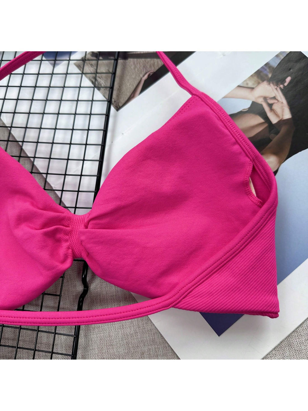 Backless Spaghetti Strap Sports Bra | Seamless Cropped Yoga Workout Camisole Top with Light Support