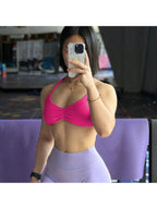 Backless Spaghetti Strap Sports Bra | Seamless Cropped Yoga Workout Camisole Top with Light Support