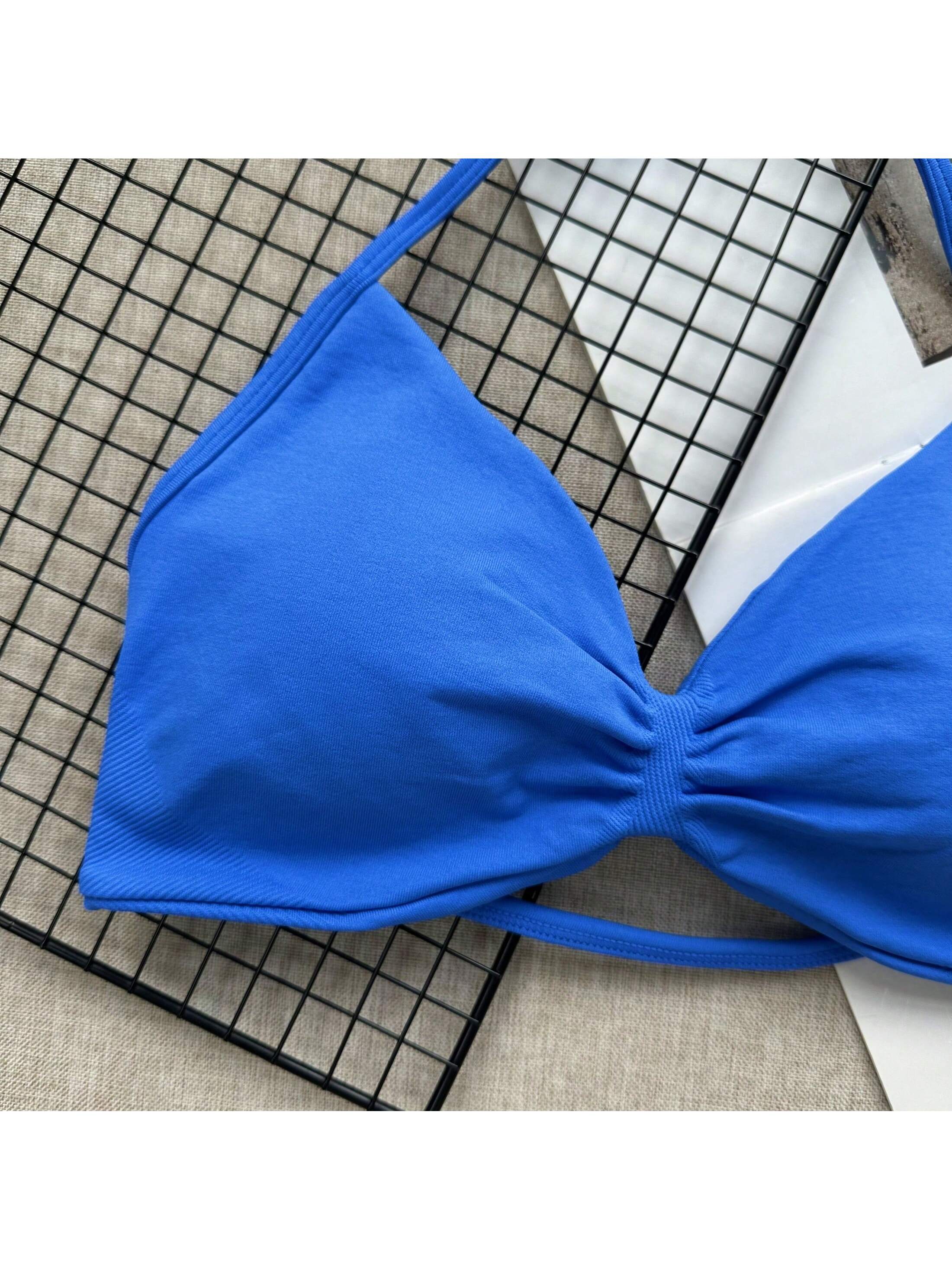 Backless Spaghetti Strap Sports Bra | Seamless Cropped Yoga Workout Camisole Top with Light Support