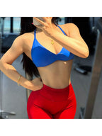Backless Spaghetti Strap Sports Bra | Seamless Cropped Yoga Workout Camisole Top with Light Support