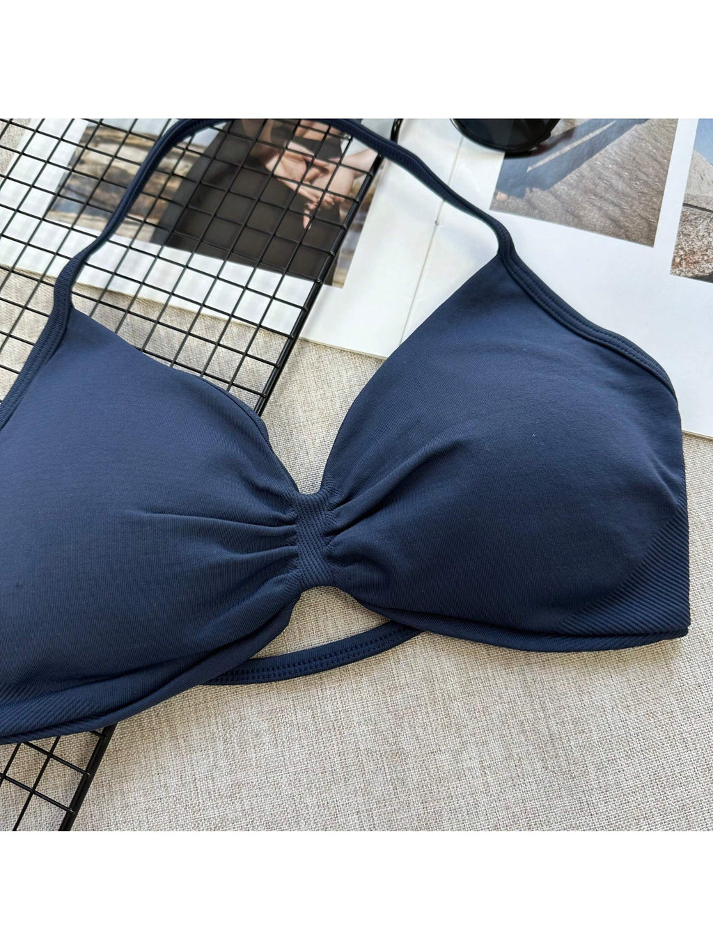 Backless Spaghetti Strap Sports Bra | Seamless Cropped Yoga Workout Camisole Top with Light Support