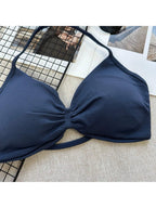 Backless Spaghetti Strap Sports Bra | Seamless Cropped Yoga Workout Camisole Top with Light Support