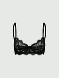 Women’s Gothic Floral Lace Underwire Triangle Bra | Sheer Mesh Sexy Lingerie