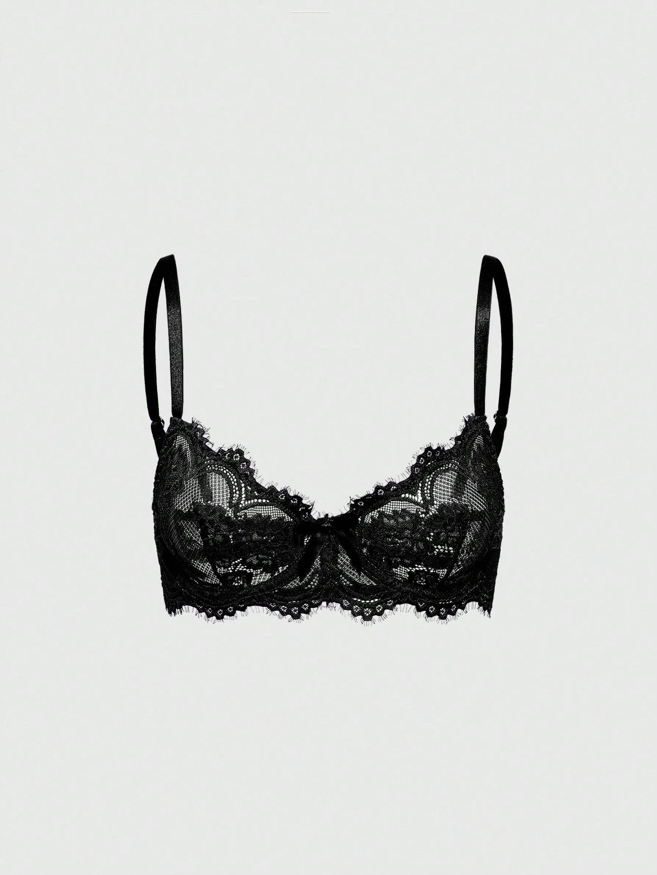 Women’s Gothic Floral Lace Underwire Triangle Bra | Sheer Mesh Sexy Lingerie