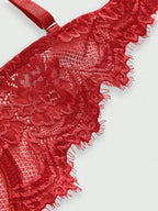 Women’s Gothic Floral Lace Underwire Triangle Bra | Sheer Mesh Sexy Lingerie