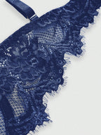 Women’s Gothic Floral Lace Underwire Triangle Bra | Sheer Mesh Sexy Lingerie