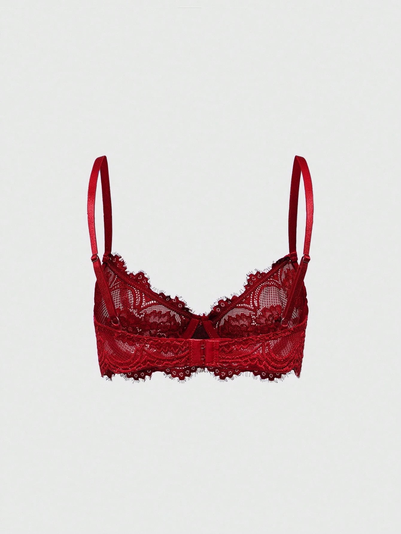Women’s Gothic Floral Lace Underwire Triangle Bra | Sheer Mesh Sexy Lingerie